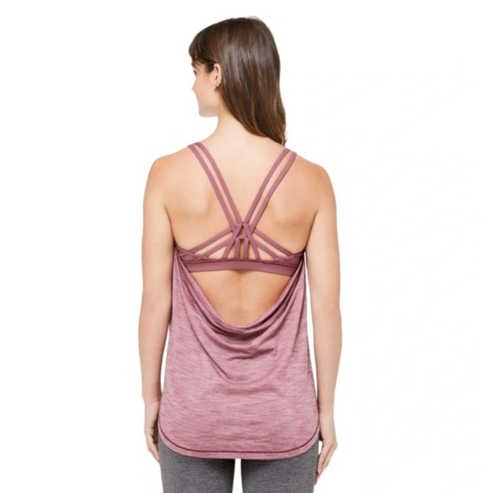 Lululemon Moment To Movement 2-In-1 Tank Top Bra Heathered Pink‎ Womens 6